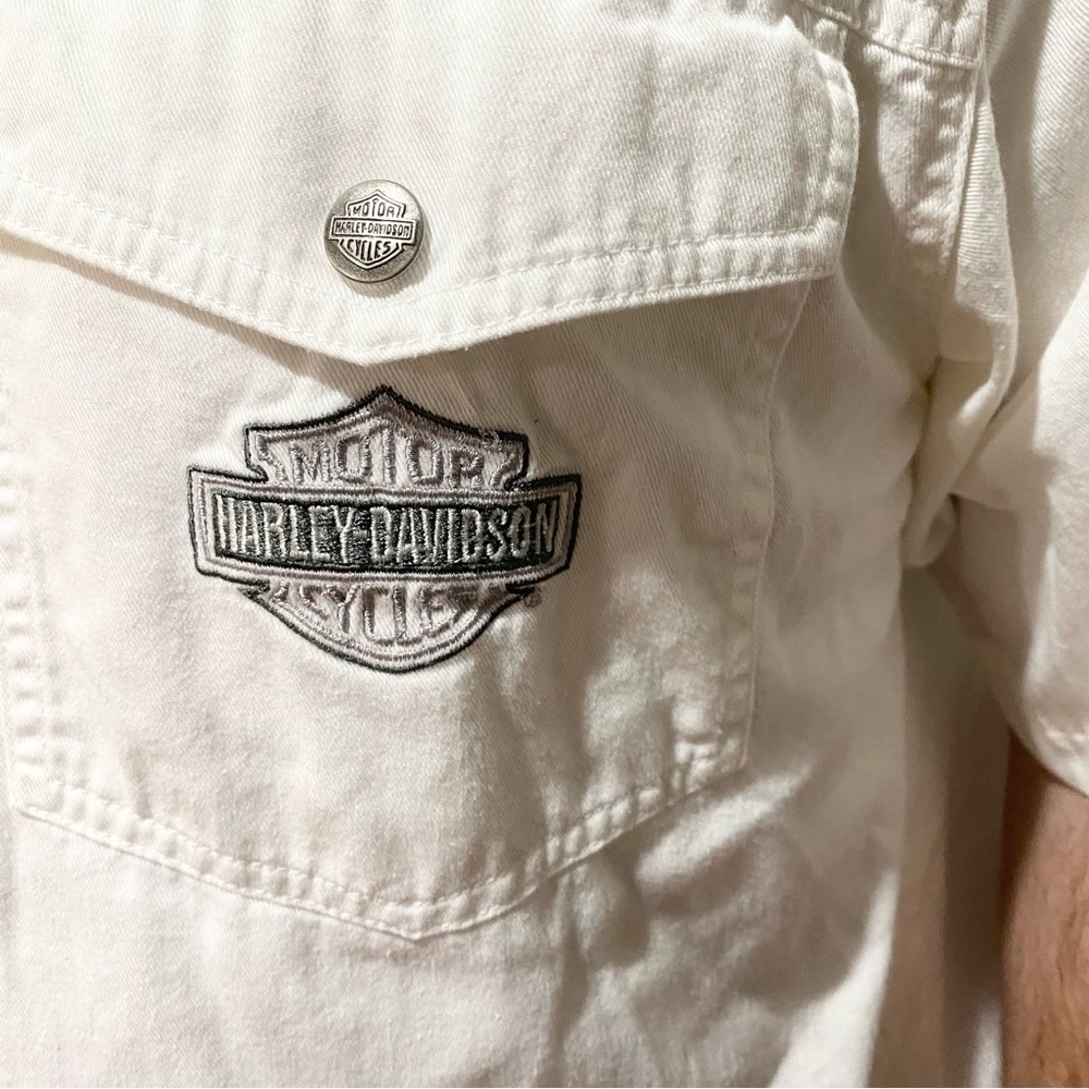 Harley Davidson Men’s White Dress Short Sleeve Button Shirt Size XL - Picture 4 of 6